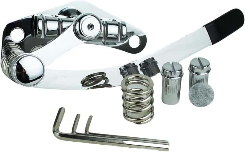 guyker Guitar Bridge Stop Bar Tailpiece Tremolo TM85X and GM005 Tune-O-Matic Roller Saddle Bridge Combo Replacement Part Compatible with Les Paul LP SG 6 String Electric Guitars, Chrome - Image 2